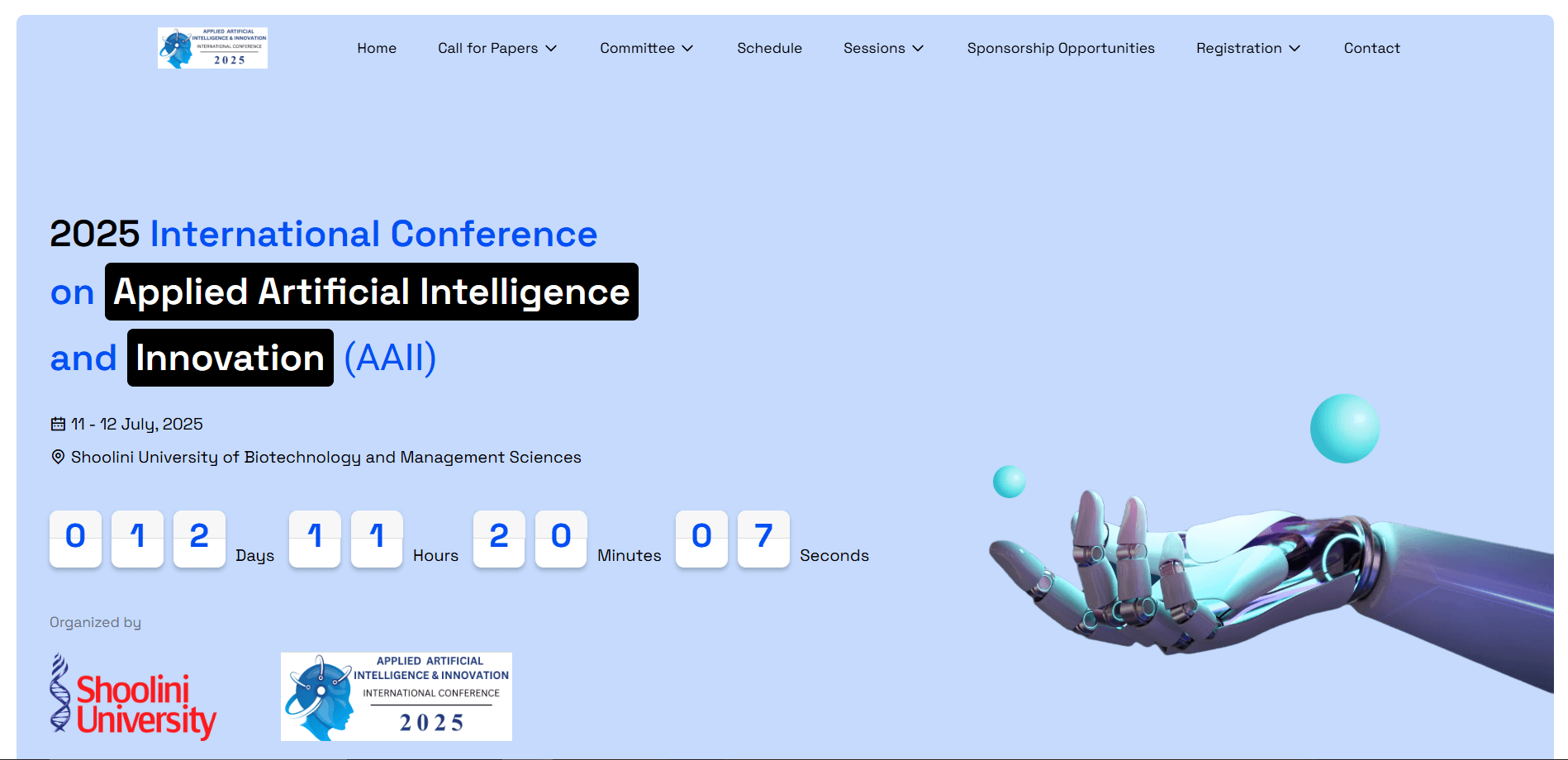 2025 International Conference on Applied Artificial Intelligence and Innovation (AAII)